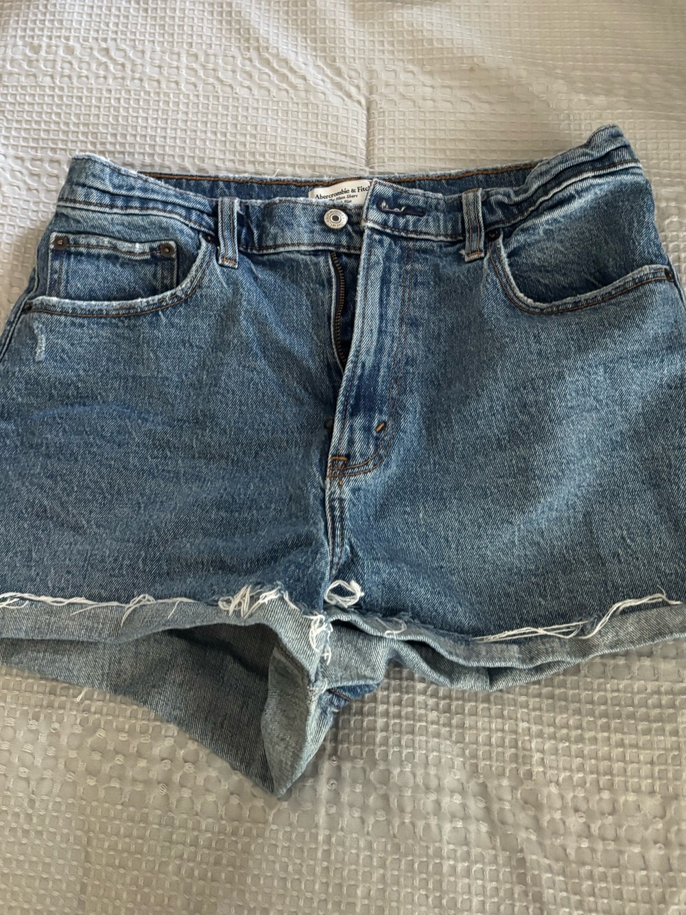 Abercrombie & Fitch Distressed Denim Shorts - Blue